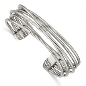 Stainless Steel Polished Twisted 18mm Cuff Bangle