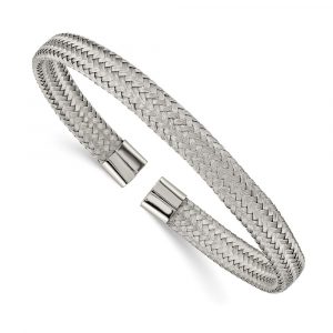 Stainless Steel Polished 6mm Mesh Wire Cuff Bangle