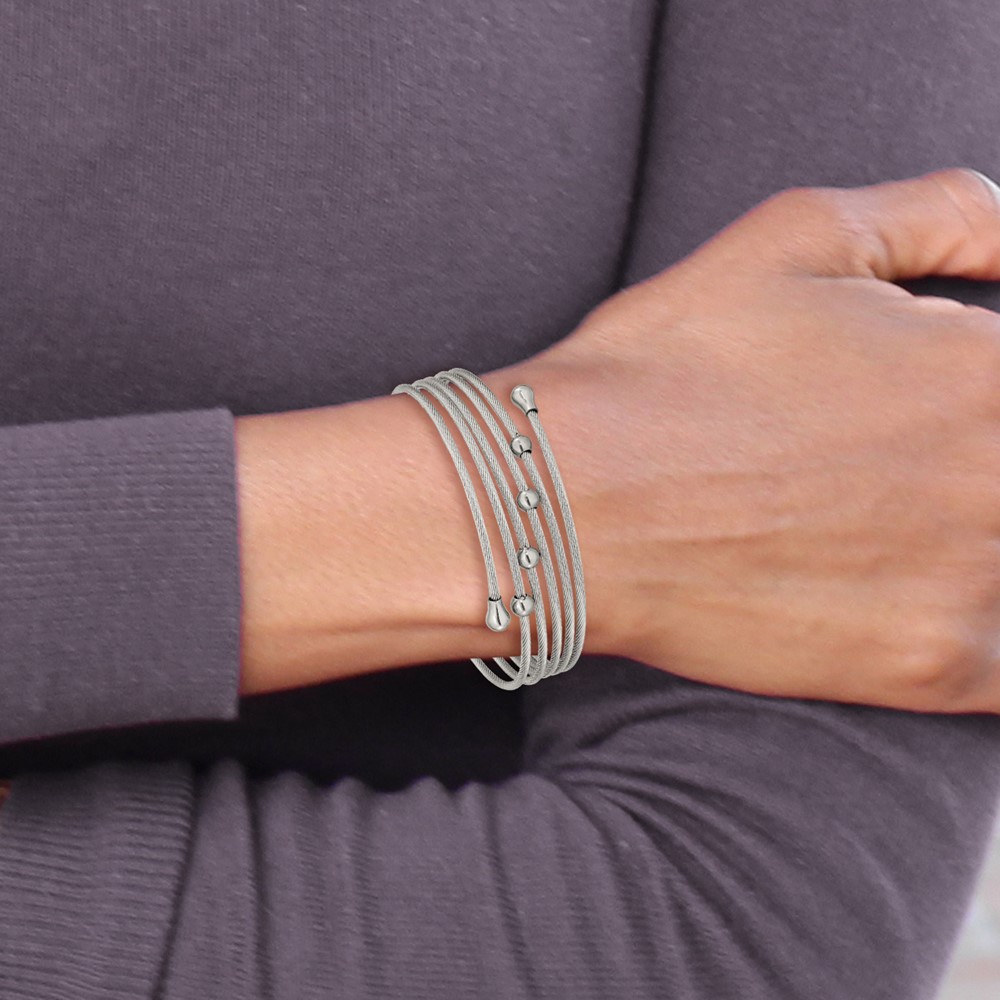 Stainless Steel Polished Flexible Coil Bangle - Image 4