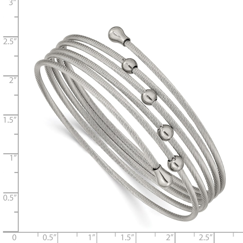 Stainless Steel Polished Flexible Coil Bangle - Image 3