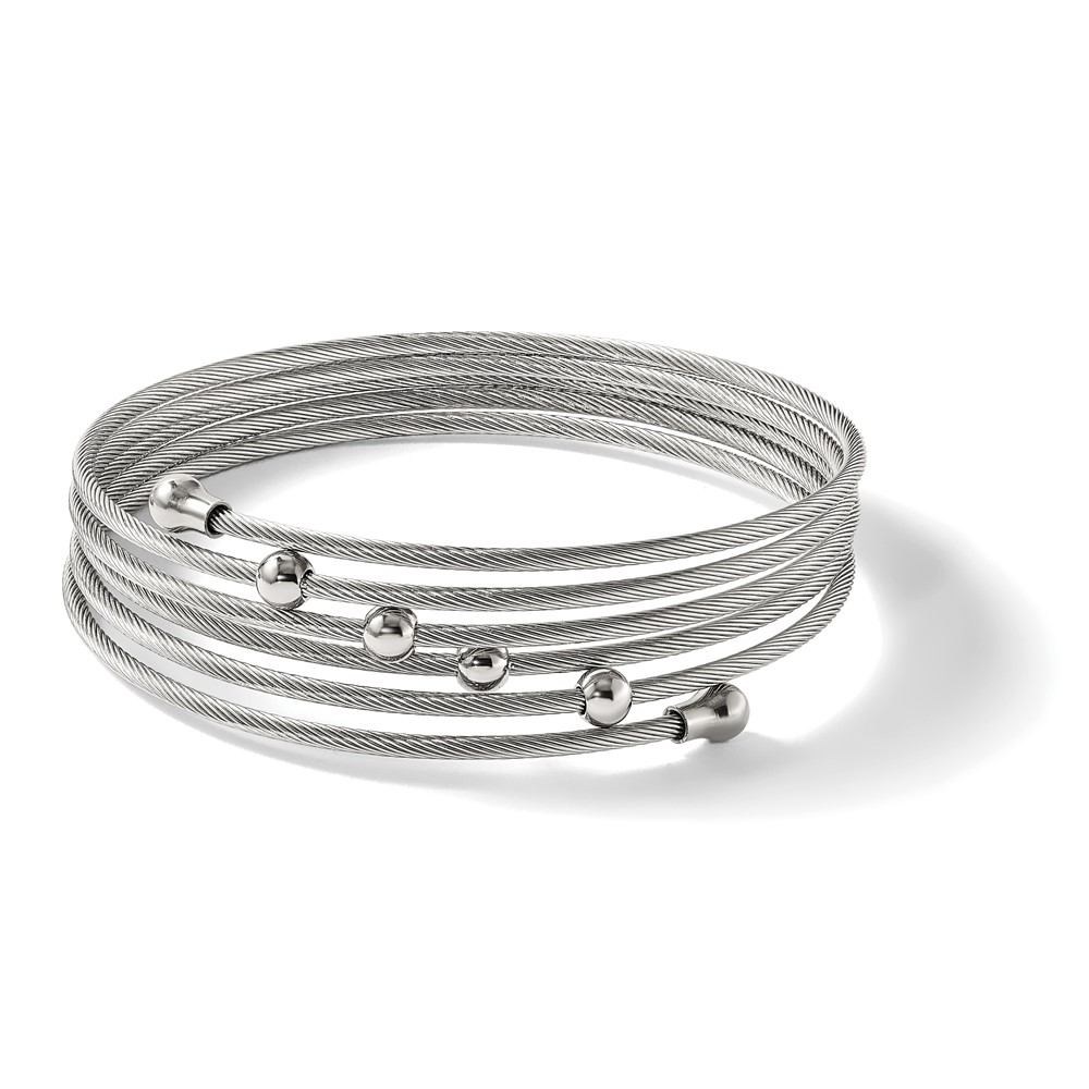 Stainless Steel Polished Flexible Coil Bangle - Image 5
