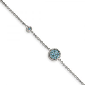 Stainless Steel Polished Reconstructed Turquoise w/1.25-inch ext. Bracelet