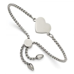 Stainless Steel Polished Heart Adjustable Bracelet