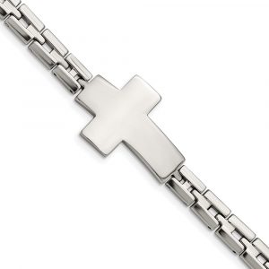 Stainless Steel Polished Cross 8-inch Bracelet