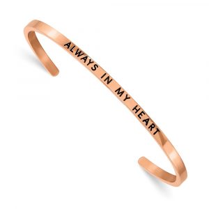 Stainless Steel Polished Rose IP w/Enamel/Crystal -inch MY HEART Cuff Bangle