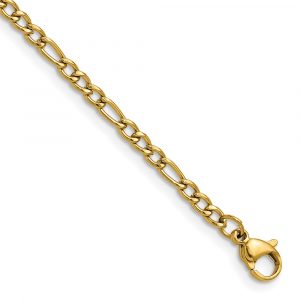 Stainless Steel Polished Yellow IP-plated 3mm Figaro Chain