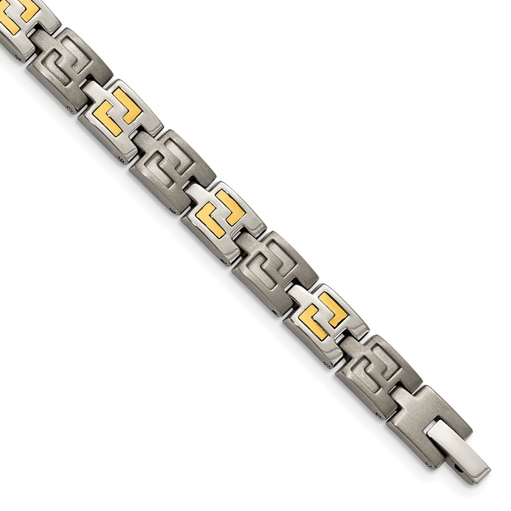 Titanium w/14k Inlay Brushed and Polished 8.5-inch Bracelet