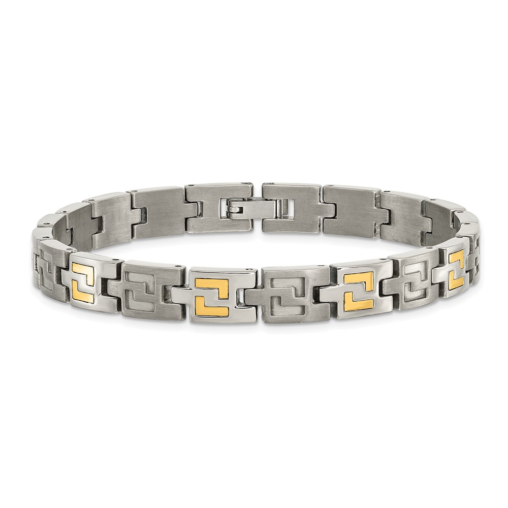 Titanium w/14k Inlay Brushed and Polished 8.5-inch Bracelet - Image 4