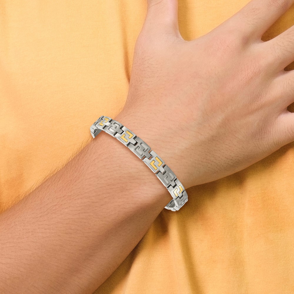 Titanium w/14k Inlay Brushed and Polished 8.5-inch Bracelet - Image 6