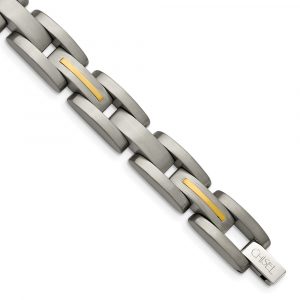 Titanium w/14k Inlay Brushed 8.5-inch Bracelet