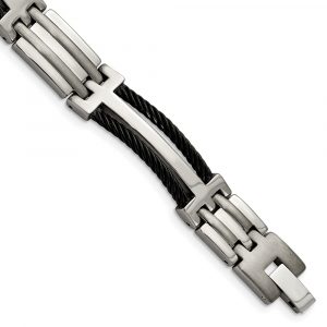 Titanium Brushed and Polished Black IP-plated 8.5-inch Bracelet
