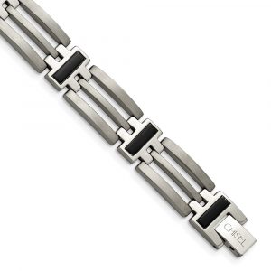 Titanium Brushed and Polished Black IP-plated 8.5-inch Bracelet