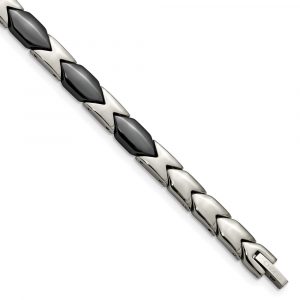Titanium Polished w/Black Ceramic 7.5-inch Bracelet