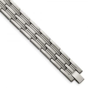 Titanium Polished and Textured 8.5-inch Link Bracelet