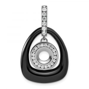 Polished Ceramic with CZ Titanium Pendant