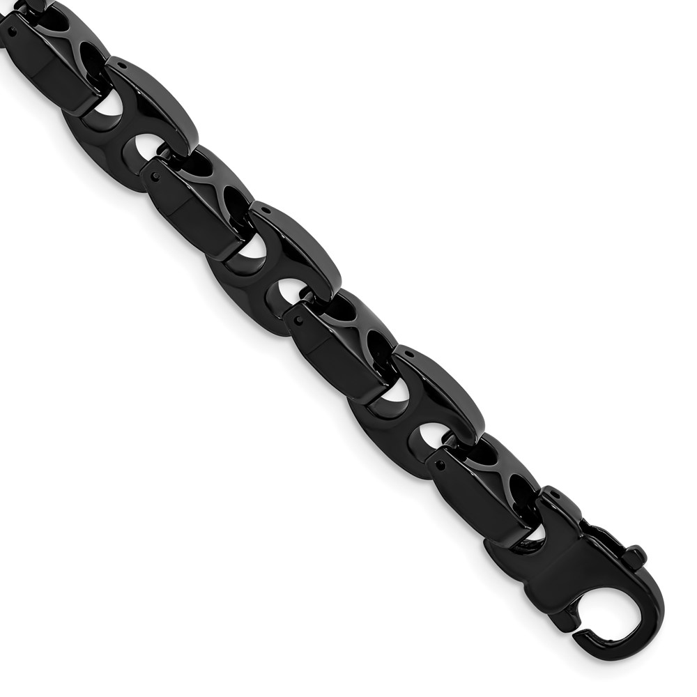 Tungsten Polished Black IP-plated 9-inch Bracelet