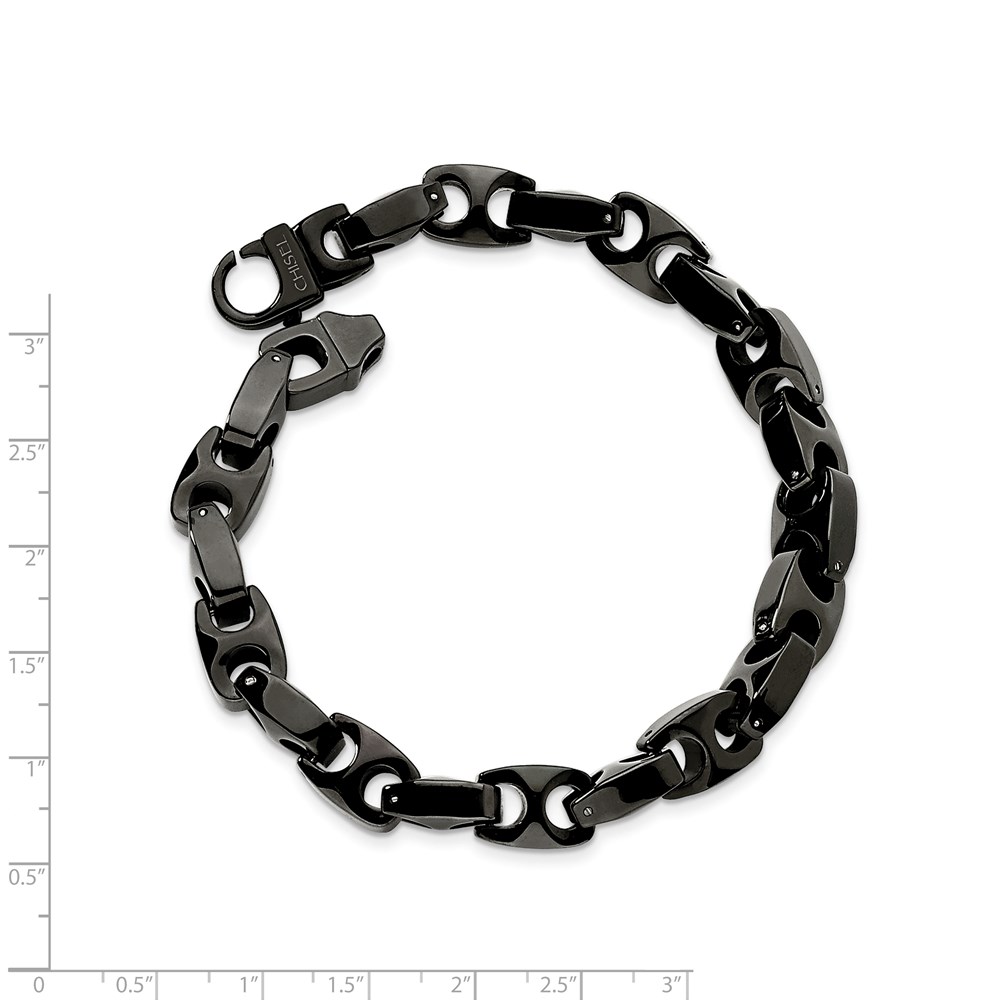 Tungsten Polished Black IP-plated 9-inch Bracelet - Image 4