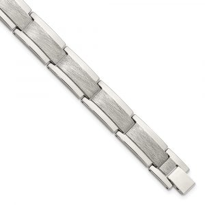Tungsten Polished and Sat-inch 8.25-inch Bracelet