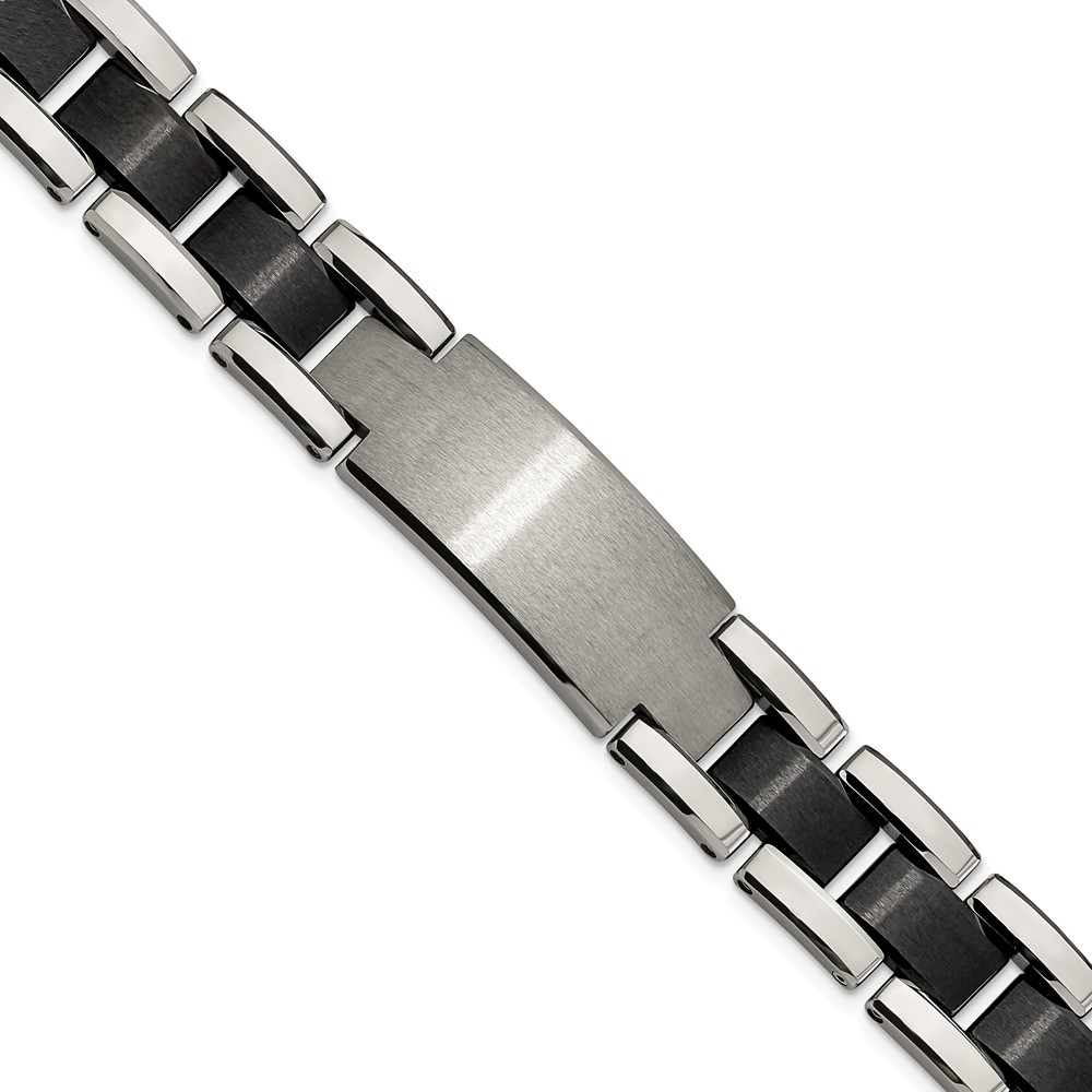 Tungsten Brushed and Polished Black IP-plated 8.5-inch Bracelet