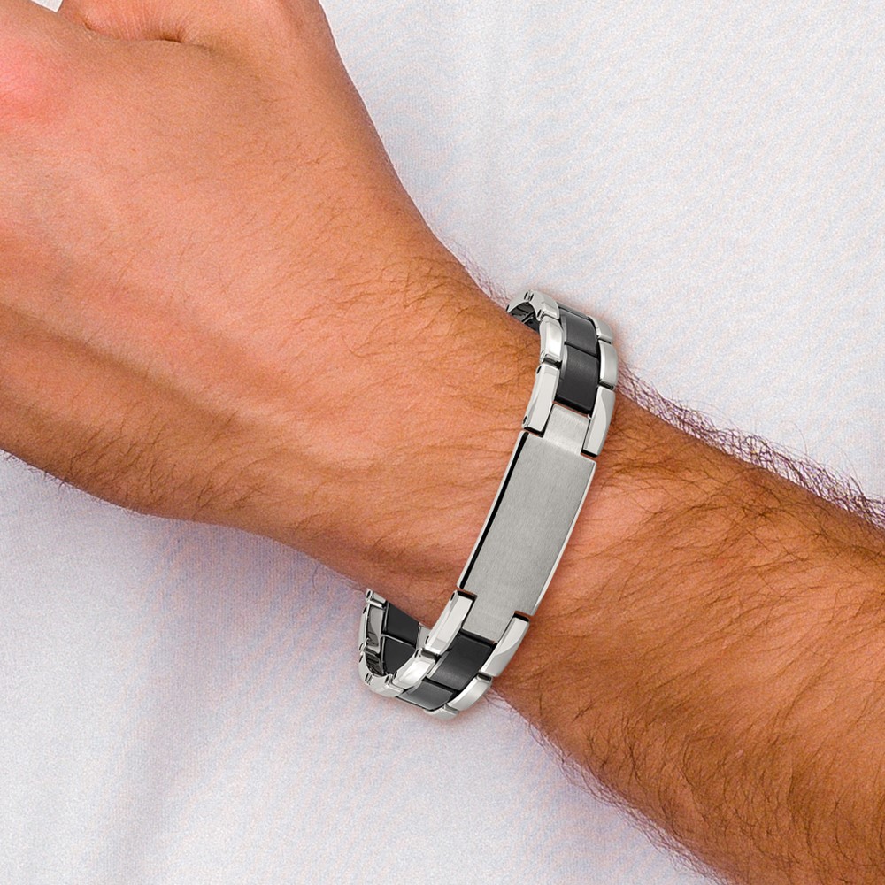 Tungsten Brushed and Polished Black IP-plated 8.5-inch Bracelet - Image 4