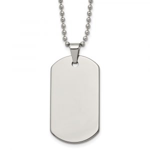 Tungsten Polished Dog Tag 22-inch Necklace