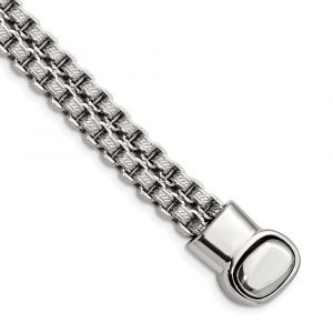 Stainless Steel Polished and Textured  Rolo Link 8.75-inch Bracelet