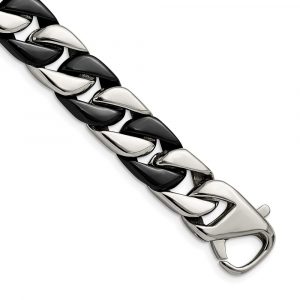 Stainless Steel Polished Black IP-plated 8.5-inch Bracelet