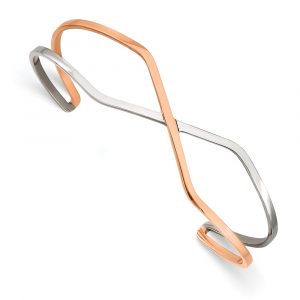 Stainless Steel Polished Rose IP-plated Cuff Bangle