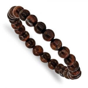 Red Tiger's Eye Agate Beaded Stretch Bracelet
