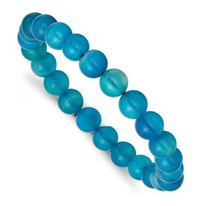 Beaded Stretch Blue Fire Agate Bracelet