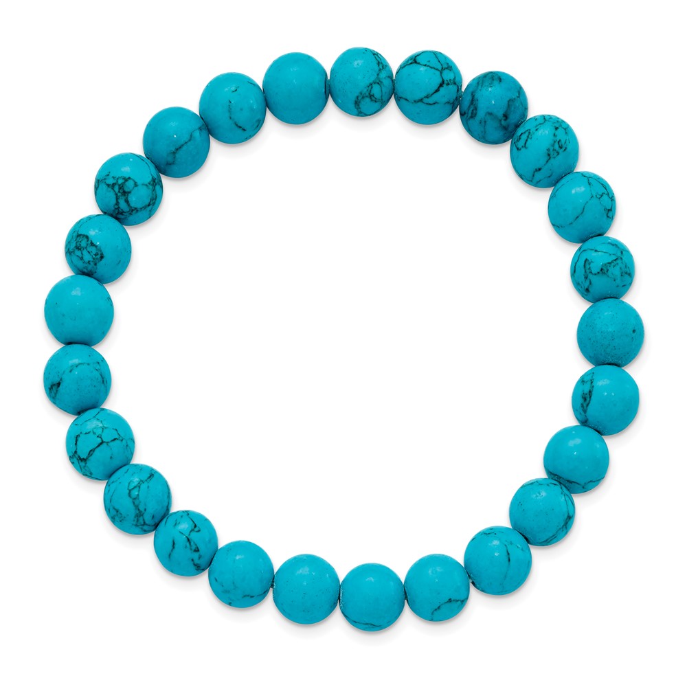 Beaded Stretch Blue Turquoise Agate Bracelet - Image 2