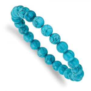 Beaded Stretch Blue Turquoise Agate Bracelet