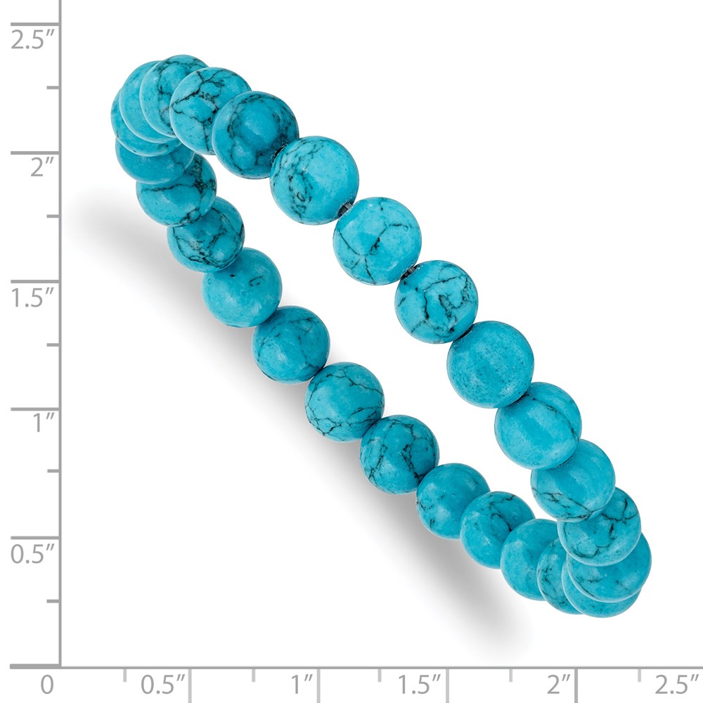 Beaded Stretch Blue Turquoise Agate Bracelet - Image 3