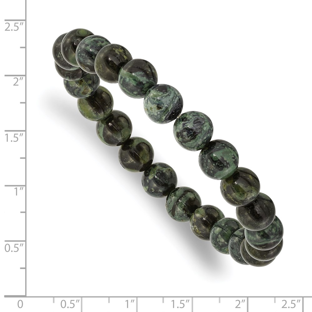 Beaded Stretch Green Eye Agate Bracelet - Image 3
