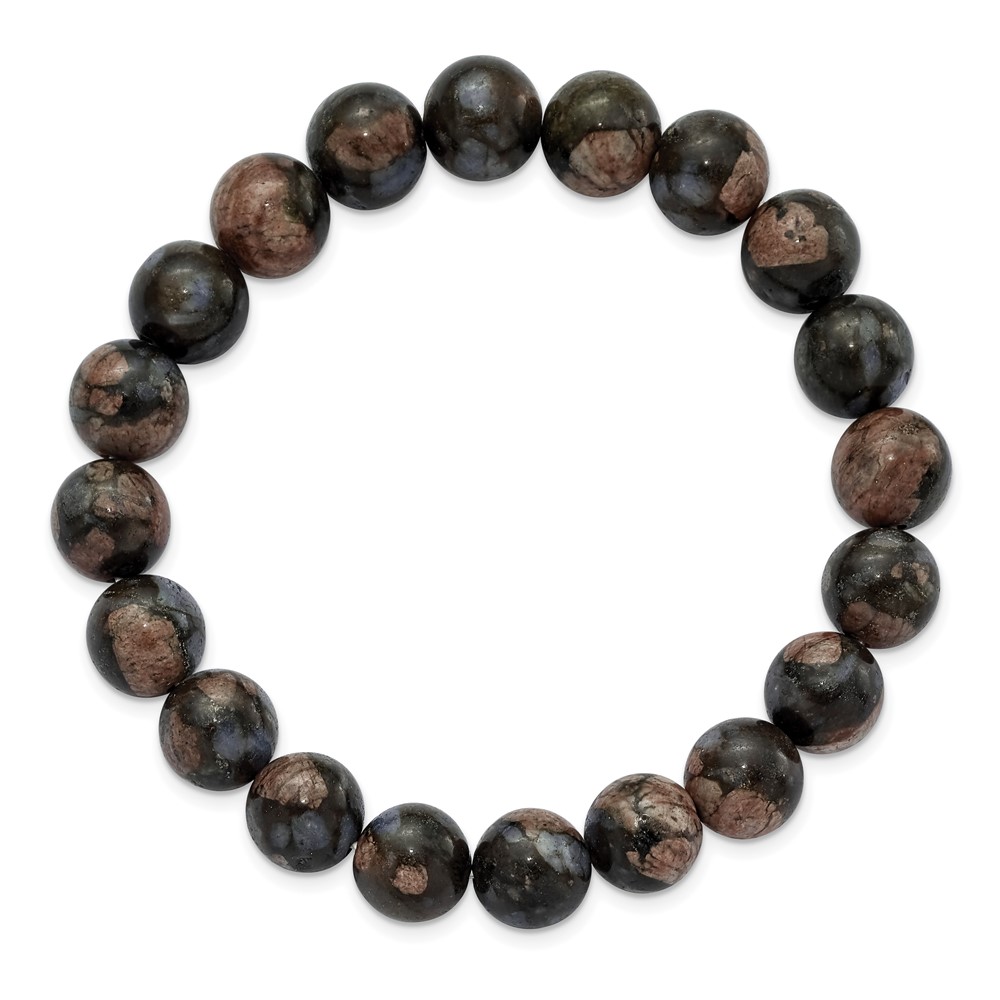 Black and Brown Agate Beaded Stretch Bracelet - Image 2
