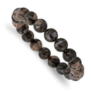 Black and Brown Agate Beaded Stretch Bracelet