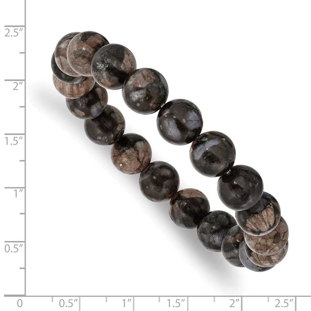 Black and Brown Agate Beaded Stretch Bracelet - Image 3