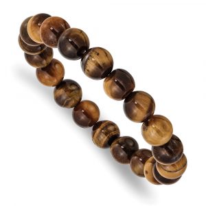Yellow Tiger's Eye Agate Beaded Stretch Bracelet