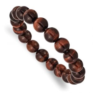 Red Tiger's Eye Agate Beaded Stretch Bracelet