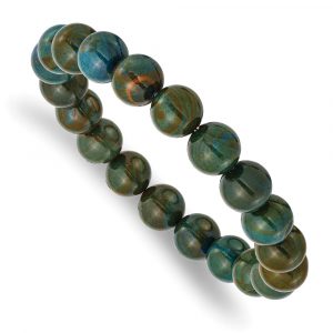 Green Eye Agate Beaded Stretch Bracelet