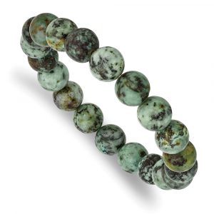 African Pine Agate Beaded Stretch Bracelet