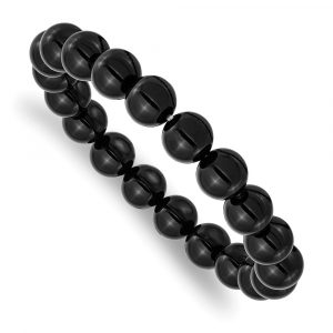 Black Agate Beaded Stretch Bracelet