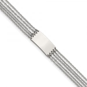 Stainless Steel Polished Multi Strand 6.5-inch w/.75-inch ext. ID Bracelet
