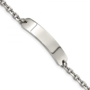 Stainless Steel Polished Cable Cha-inch 8-inch ID Bracelet