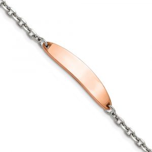 Stainless Steel Polished Rose IP-plated 7-inch ID Bracelet