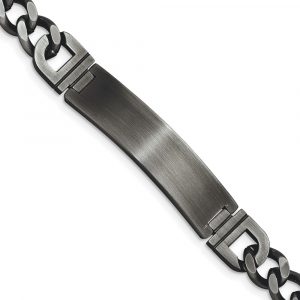 Stainless Steel Brushed Antiqued White Bronze Plated 8.75-inch ID Bracelet