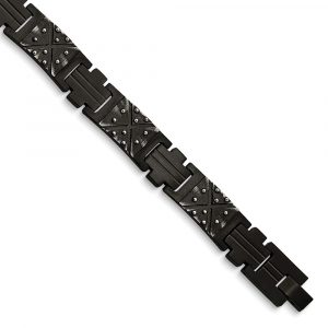 Stainless Steel Antiqued and Brushed Black IP-plated 9.25-inch Bracelet