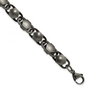 Stainless Steel Antiqued and Brushed 8.50mm 8.25-inch Bracelet