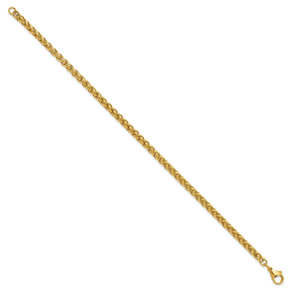 Stainless Steel Polished Yellow IP 8.5-inch Spiga 4mm Cha-inch Bracelet - Image 2