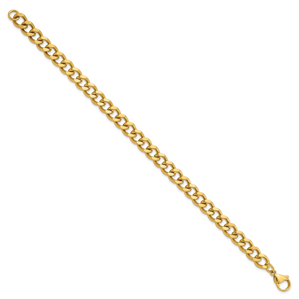 Stainless Steel Polished Yellow IP 8.5-inch Curb 8mm Cha-inch Bracelet - Image 2